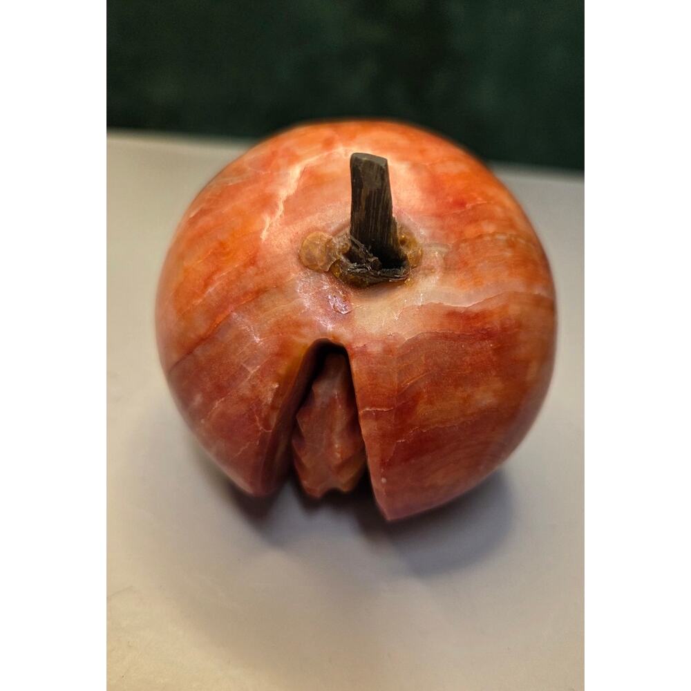 Vintage Italian Marble Peach Carved with Pit showing. MCM